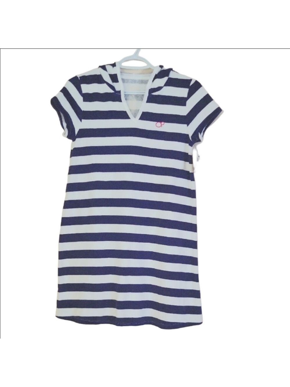 OP Ocean Pacific Girls XL 14-16 Striped Hooded Swim Coverup Dress NWT